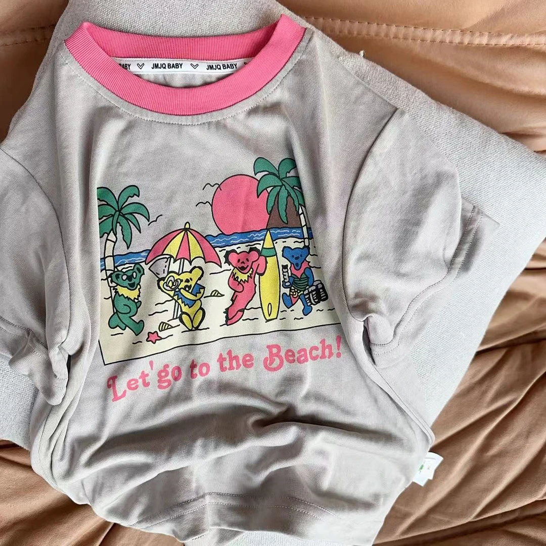 【JMJQ25191】夏季儿童韩系清爽印花卡通短袖宝宝上衣童装纯棉小童