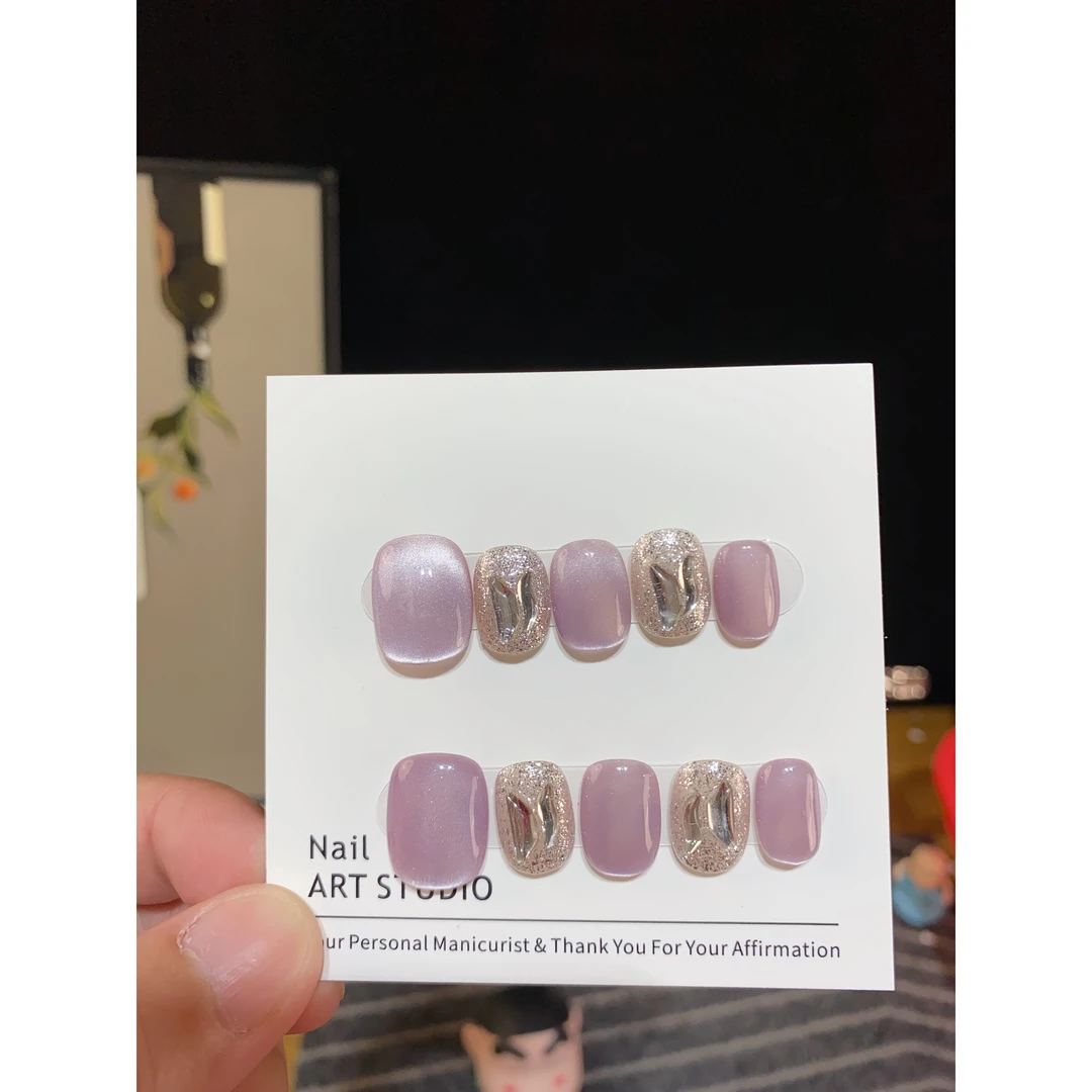 【珠光琉璃】纯手工穿戴甲猫眼气质显白轻奢温柔百搭款可拆卸美甲贴