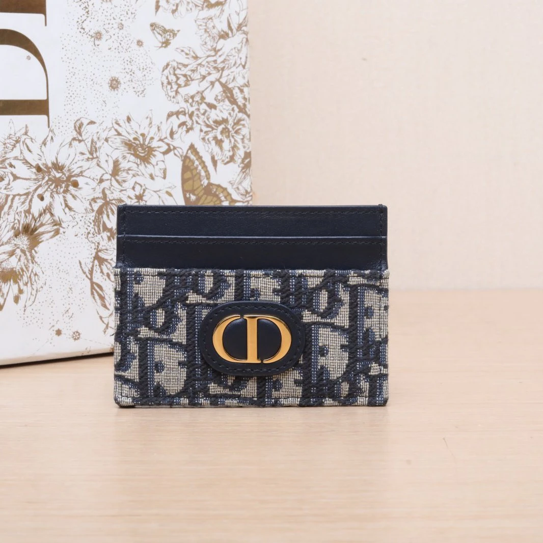 99新 DIOR/迪奥 【活动黑黑】 蓝色 帆布 金扣 2024 卡包
