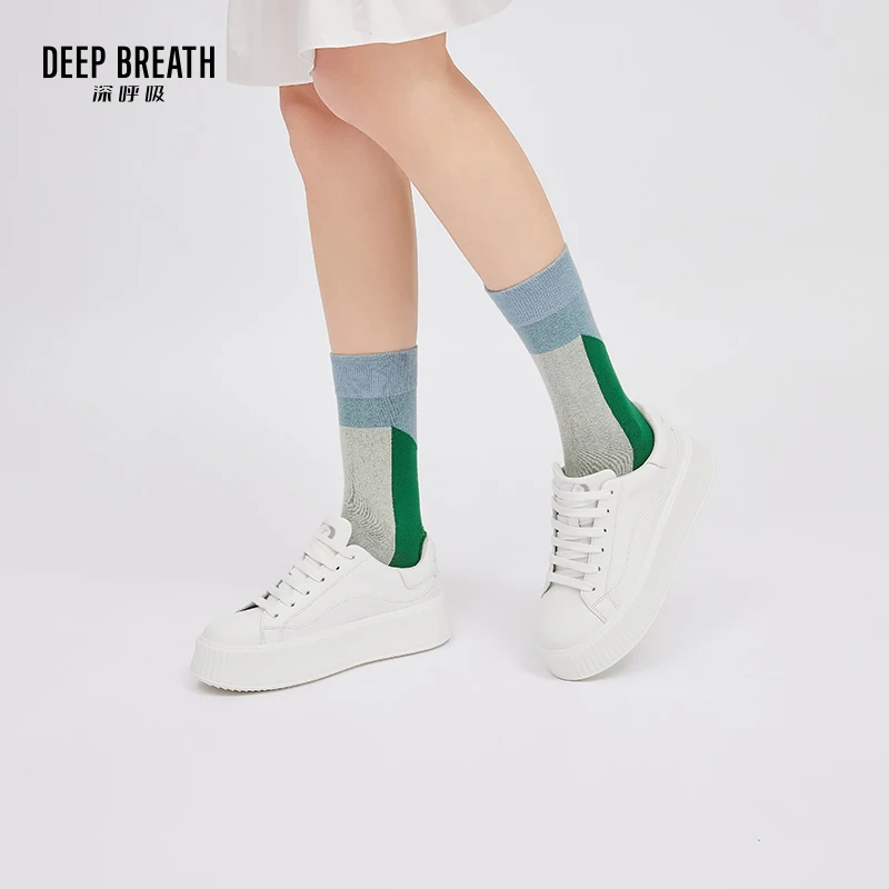 DEEP BREATH深呼吸女鞋新款松糕饼干鞋休闲小白鞋AX12184