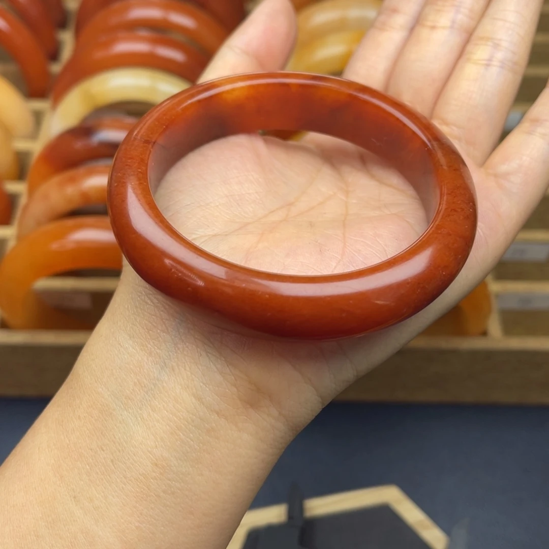 未镶嵌石英质玉（黄龙玉）手镯茄山老油料57圈口33号