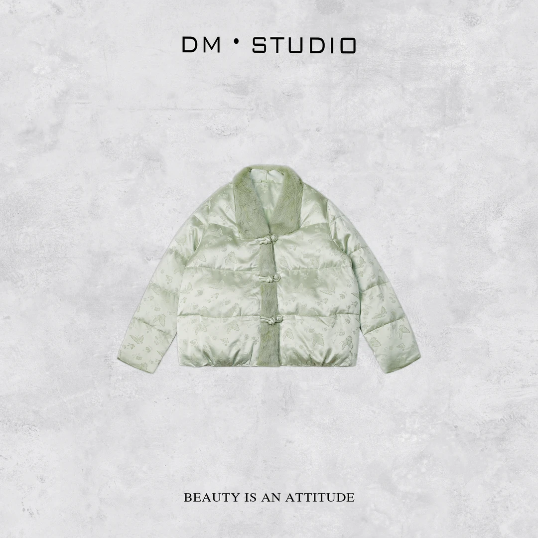 DEDM-DM•STUDIO/新中式提花高级感气质拼水貂毛盘扣（13043）