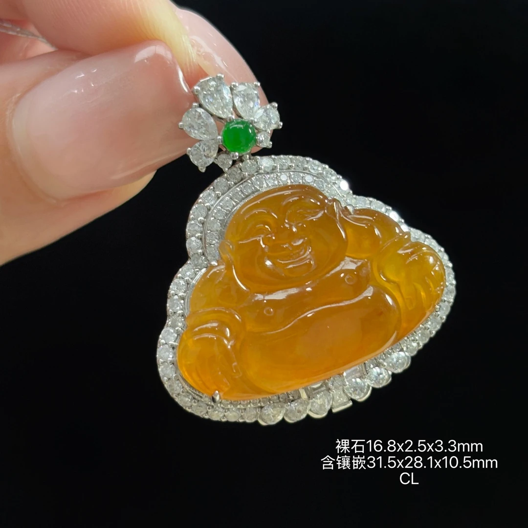 《缅甸翡翠珠宝严选》冰飘黄翡佛公玉石吊坠（下单咨询客服）CL