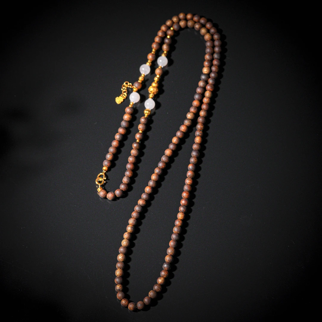 沉香悠兰香·高定典藏越南沉香18K金万能链AD2490珠径约4mm长60cm