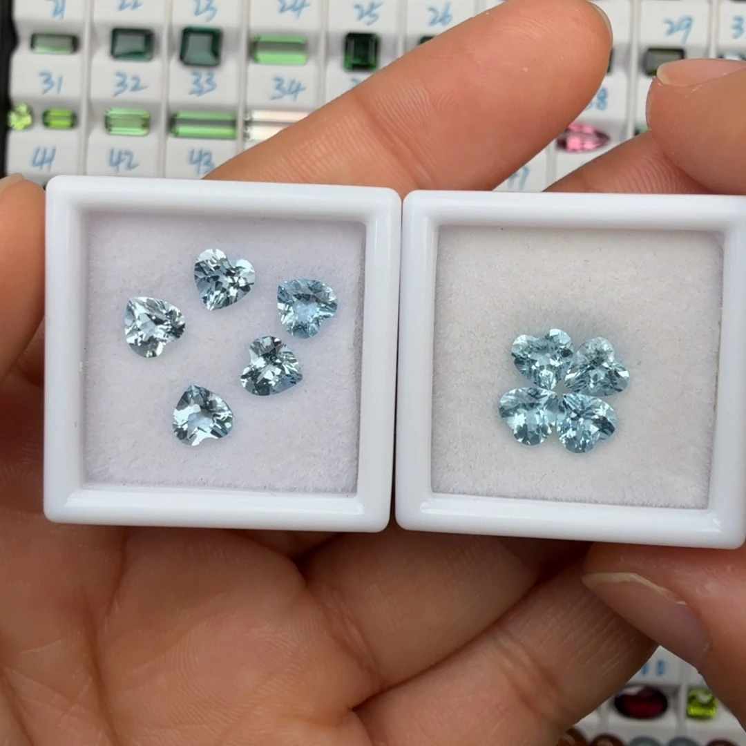 海蓝宝石裸石天然心5mm多样性发一颗