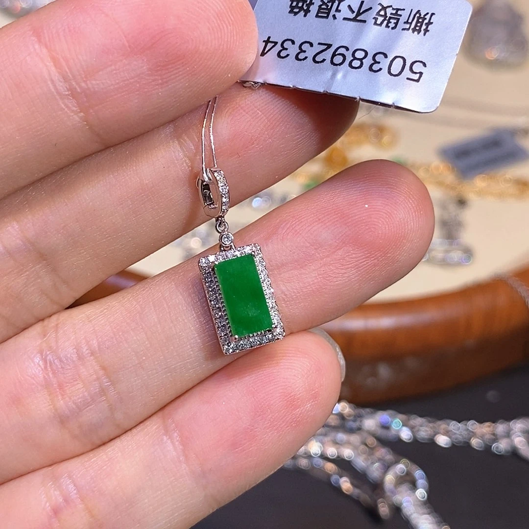 翡翠18K金镶嵌吊坠(不含链)吊坠18k