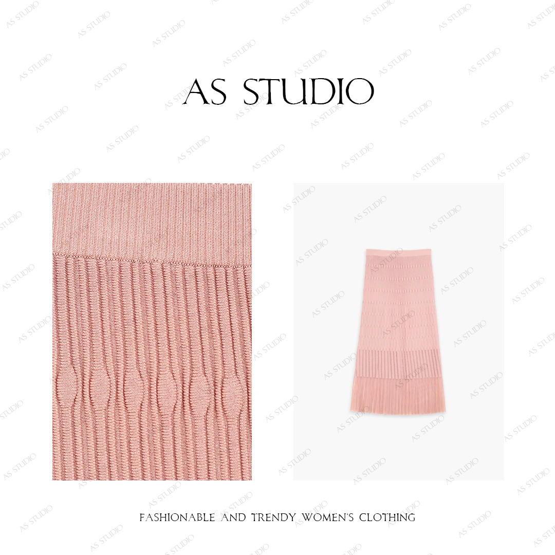 【AS桃丽丝】25新气质高级金葱亮丝针织松紧腰半身裙AS25XBSQD01712