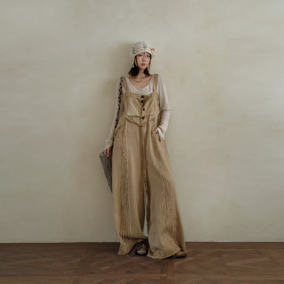 弥挲诧寂风植物染小众设计师品艺术感背带裤