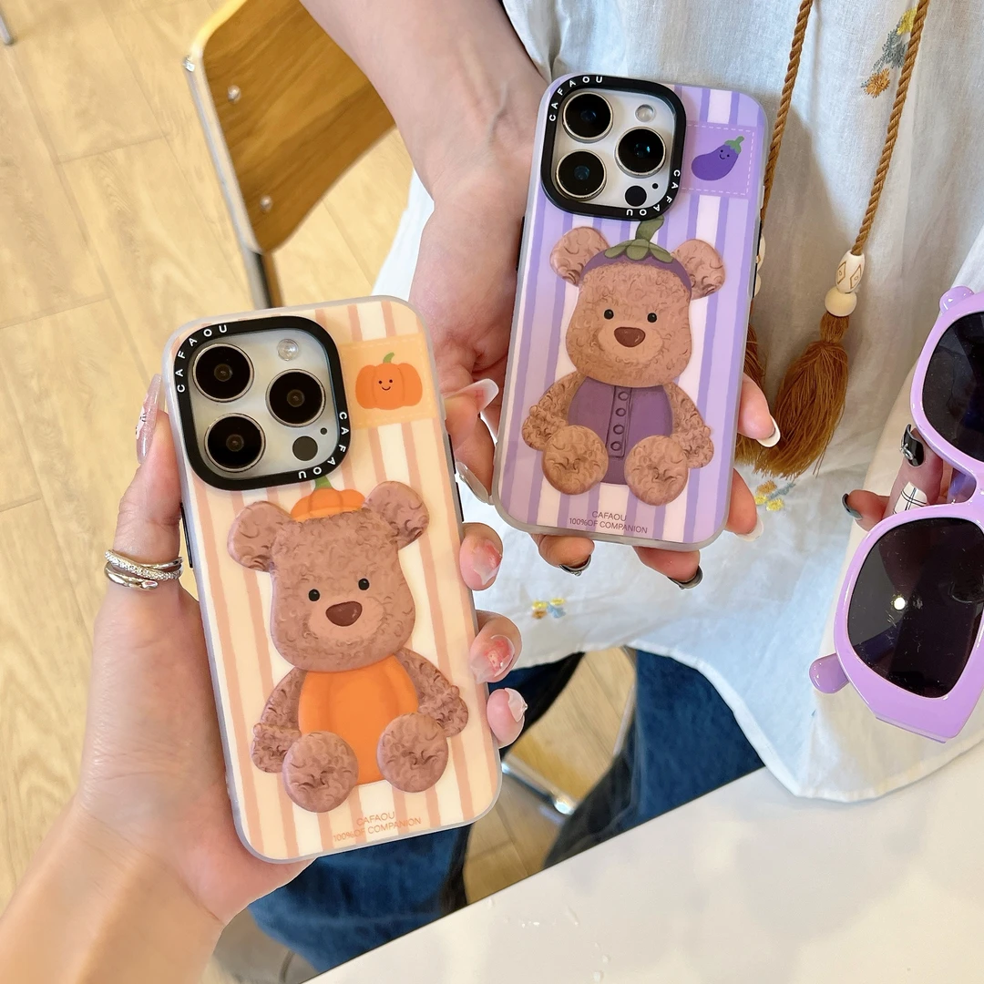 立体3D 条纹茄子南瓜适用苹果全款防摔手机壳