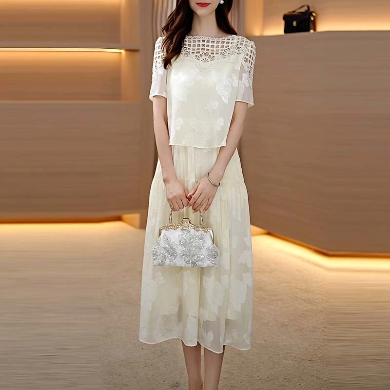 2025夏季新款A3010气质遮肉显瘦大码连衣裙女修身女装连衣裙