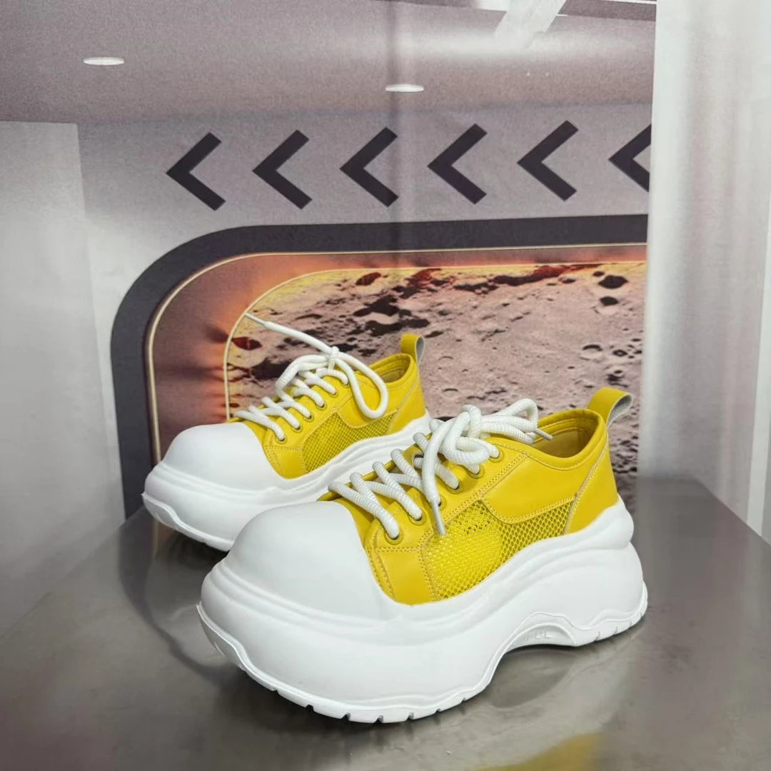 319049春夏新款2025圆头系带韩版简约休闲板鞋潮流百搭ins