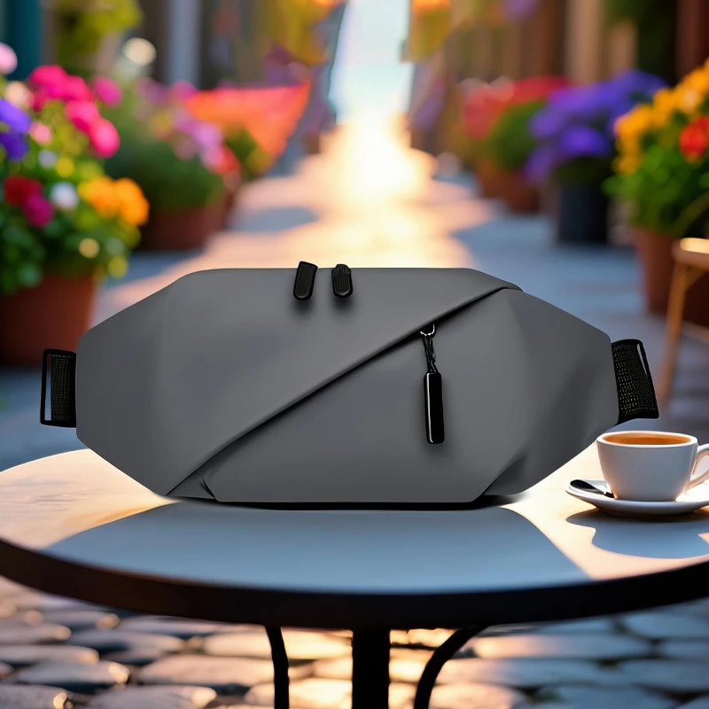 简约男士腰包时尚潮流休闲运动胸包防水大容量斜挎包青年手机包袋