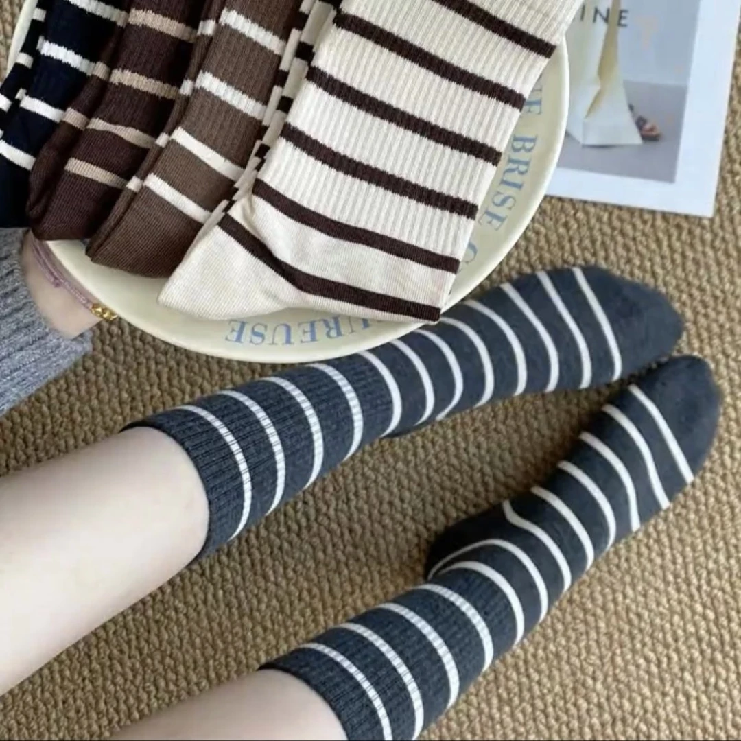 8双装条纹中筒袜春季新品ins潮袜日系运动百搭学院风网红袜子学生