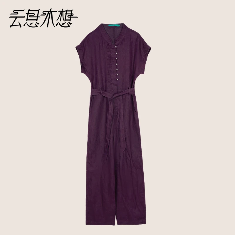 Ysimo-X云思木想新中式2024早秋新款门襟盘扣腰间系带连体裤12205