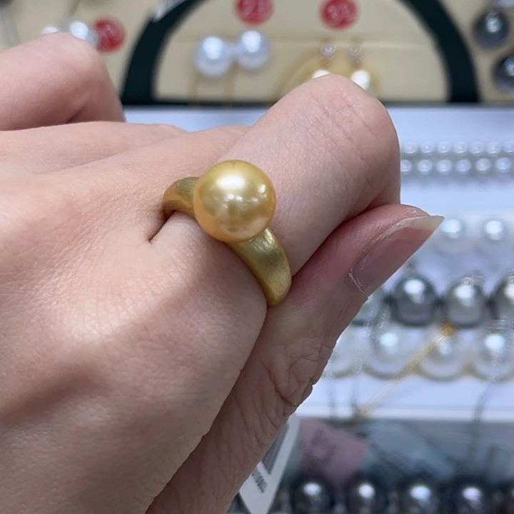 戒圈海水珍珠银S925镶嵌10-11mm 51号