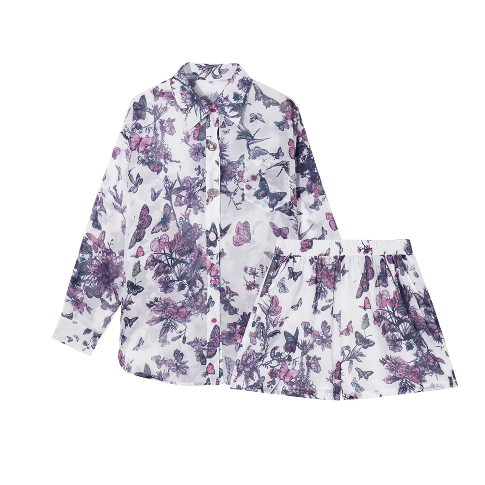 【远哥专属】 HW7169“蝴蝶印花”衬衫+短裤两件套