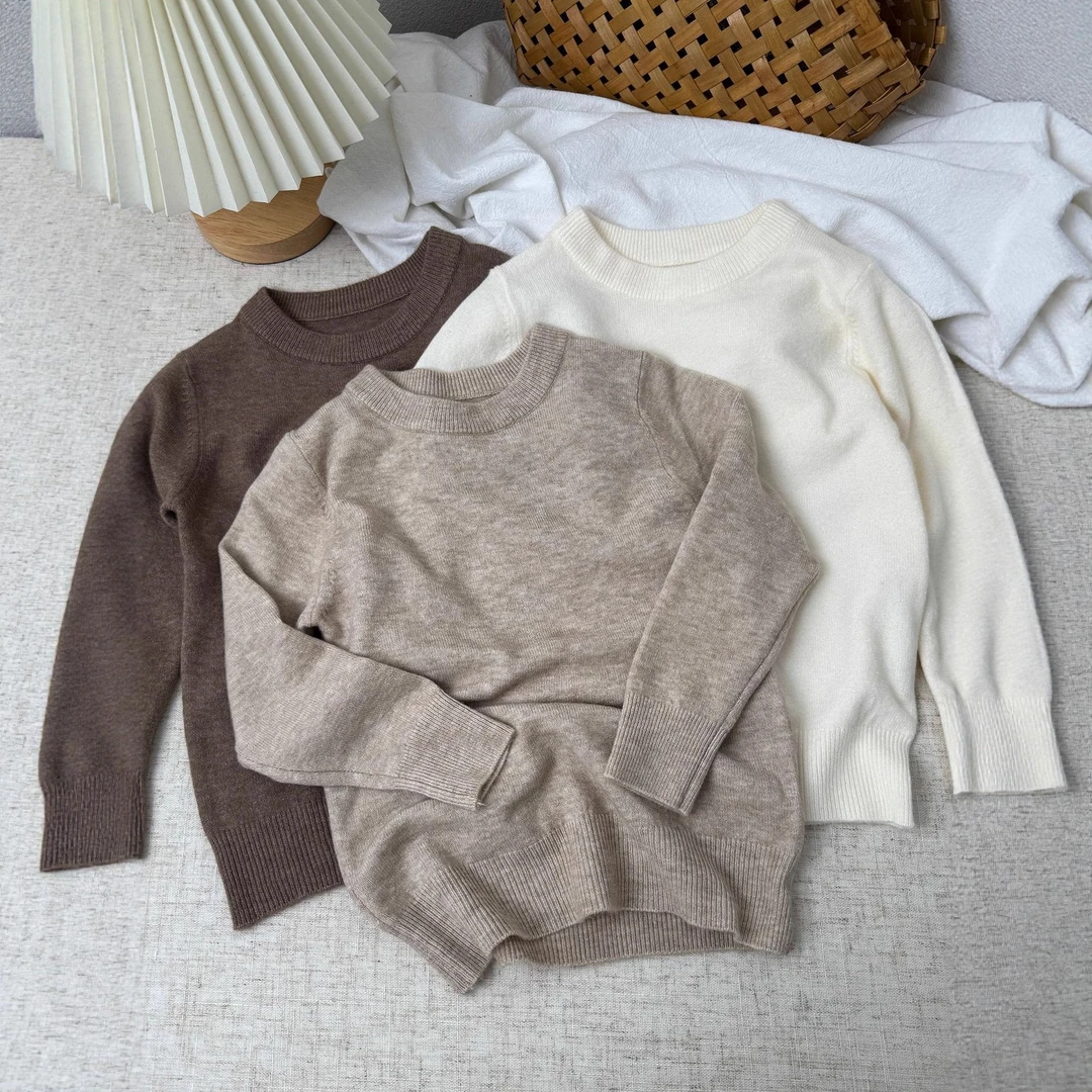 儿童韩版羊毛衫秋冬圆领毛衣男女童打底衫套头上衣宝宝针织衫婴童