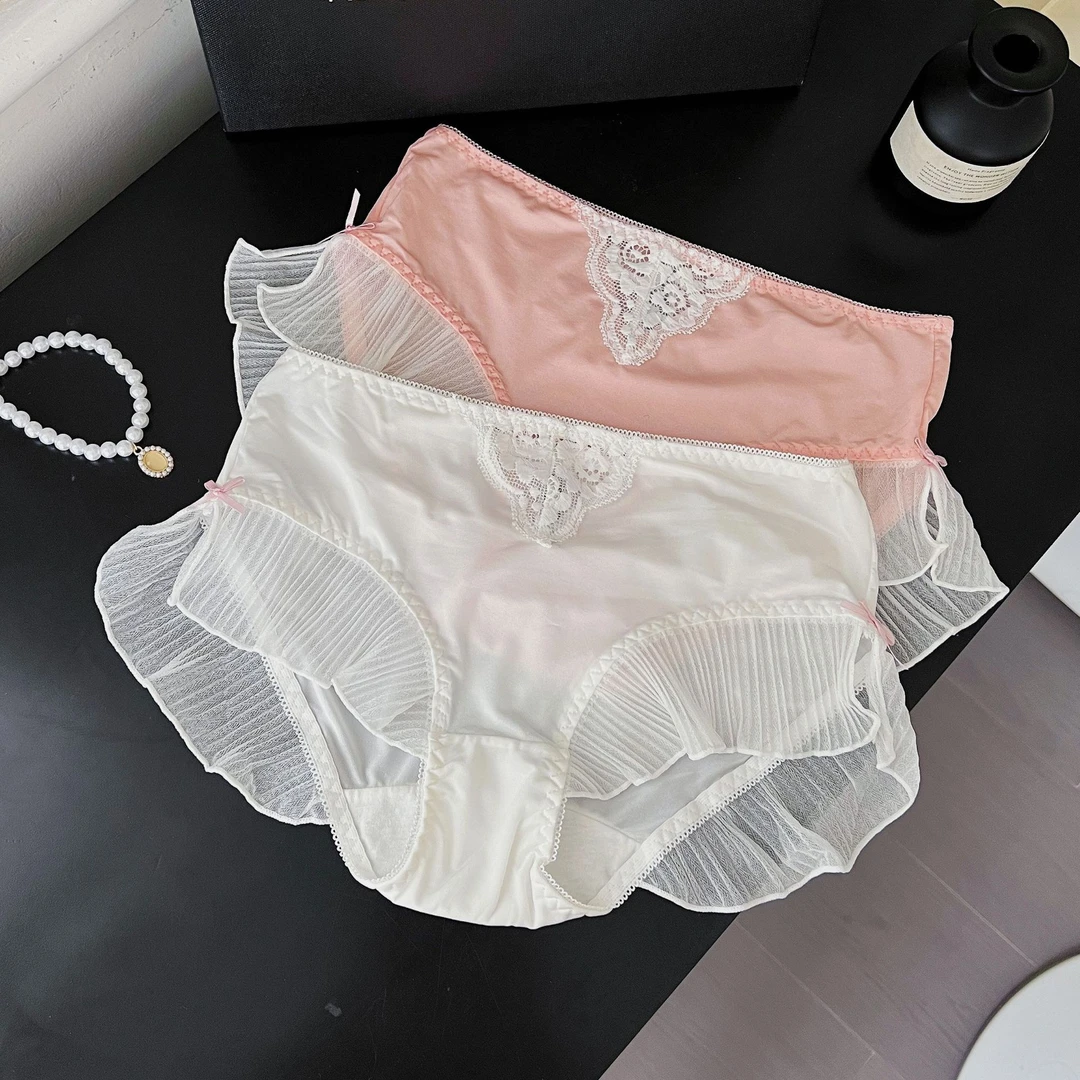 大码内裤女包臀复古法式蕾丝内裤女高腰蕾丝边女士性感内衣三角裤