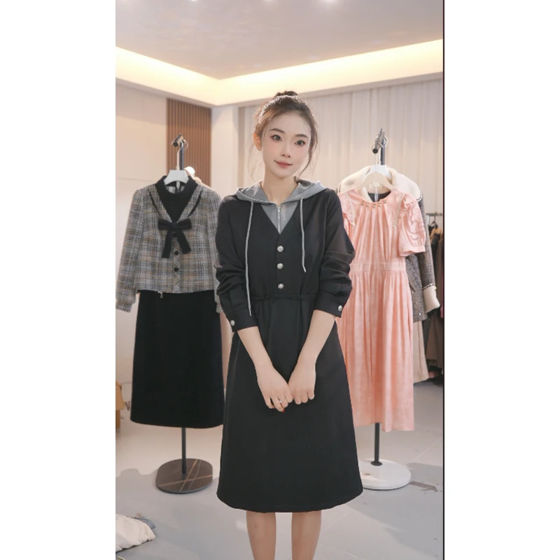 M0058 秋季新款高档洋气收腰显瘦气质连衣裙女时尚