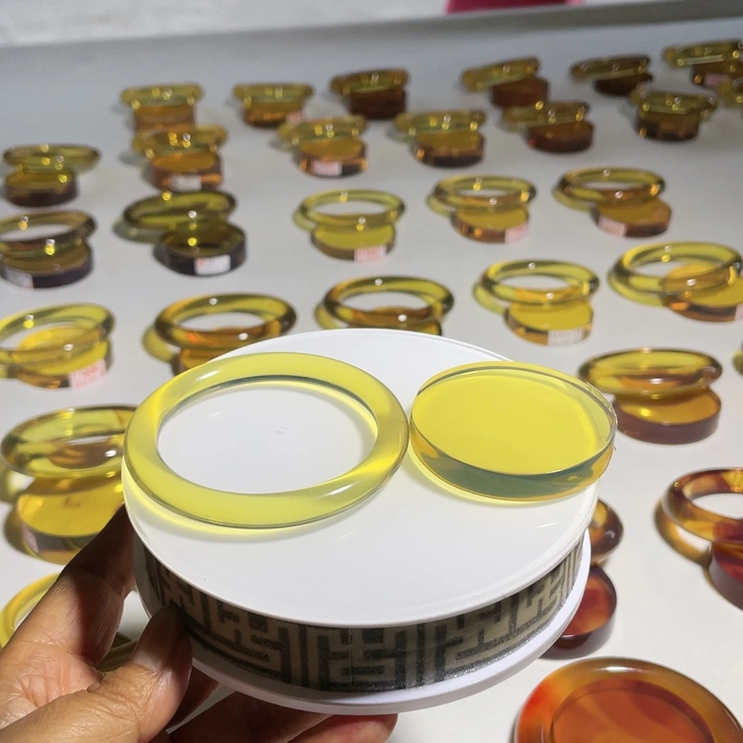 未镶嵌琥珀手镯天然缅甸琥珀手镯54圈圆条