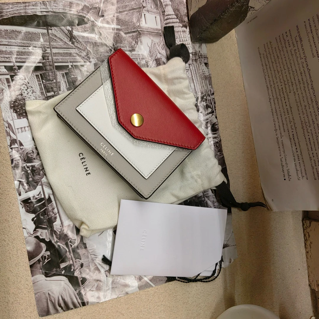 未使用 Celine/思琳 米红拼色零钱包 全新