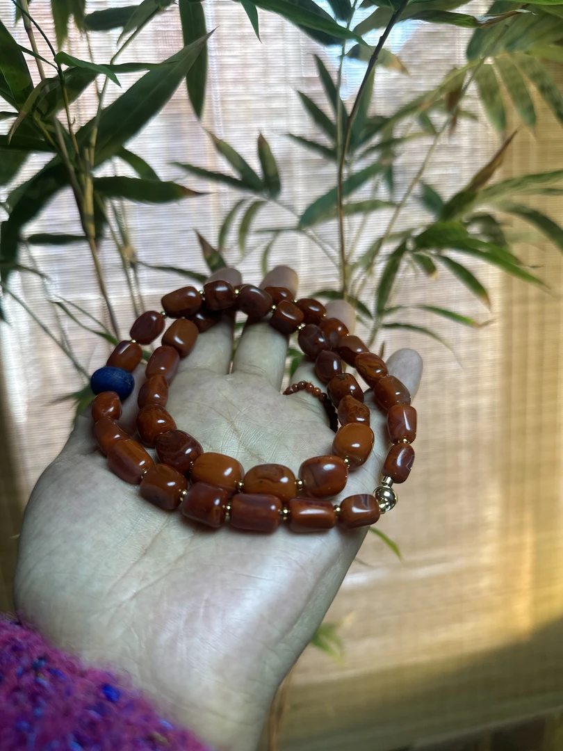 红色随形胖枣项链女士气质百搭