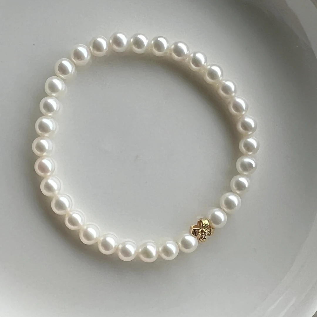 【小辉珠宝】天然淡水无核珍珠5-6mm手链S925银配件