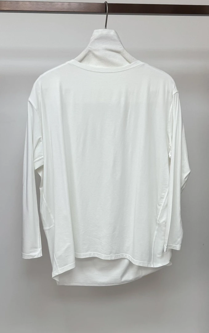 一字领纯色长袖T恤