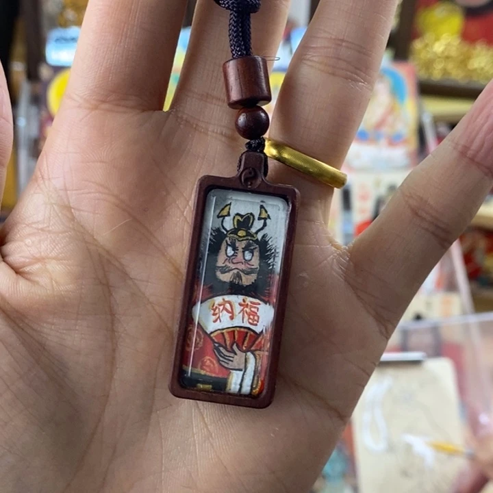 孤品朱砂奎爷福福原木小项链