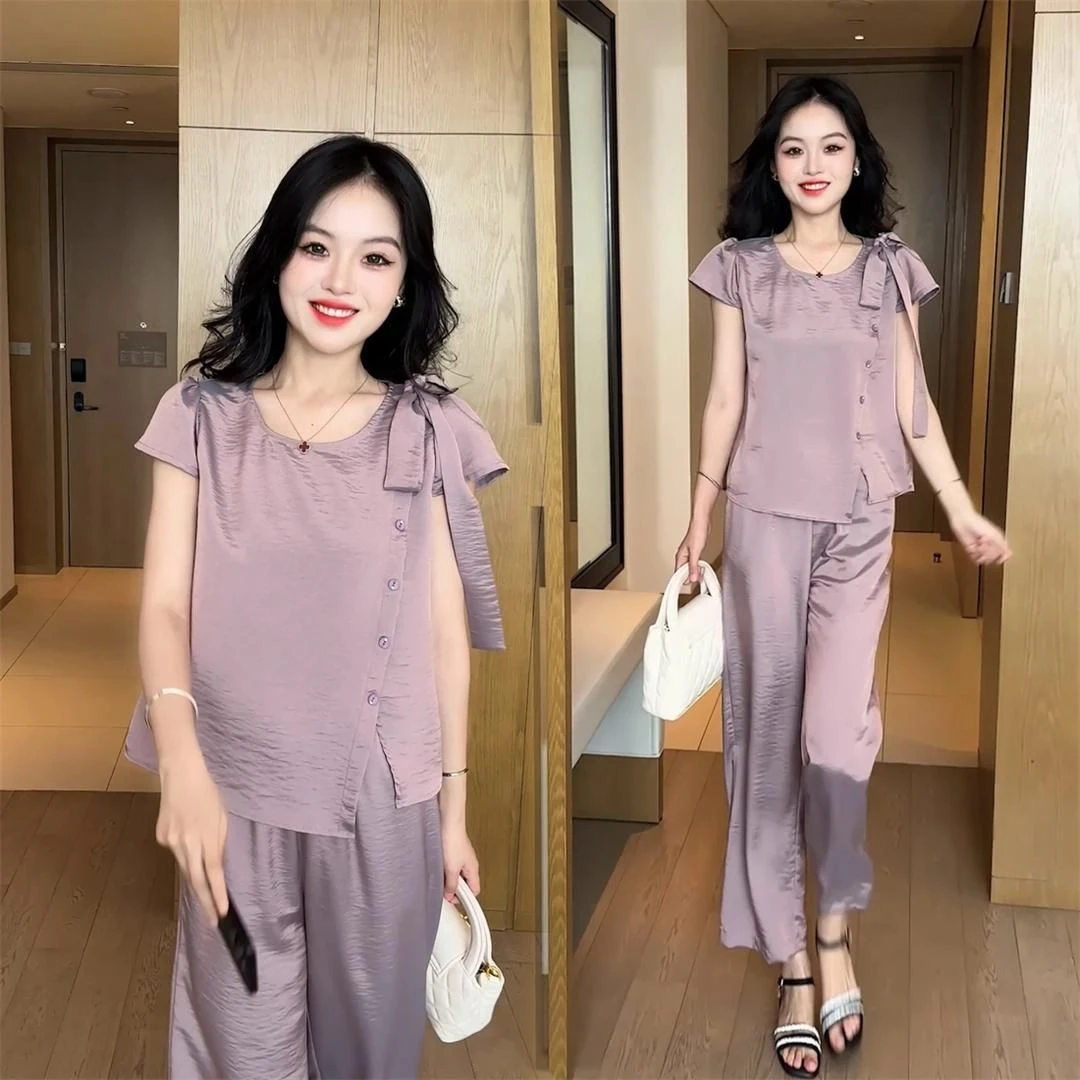 休闲风时尚套装女2025显瘦气质宽松短袖洋气薄款减龄韩版两件套