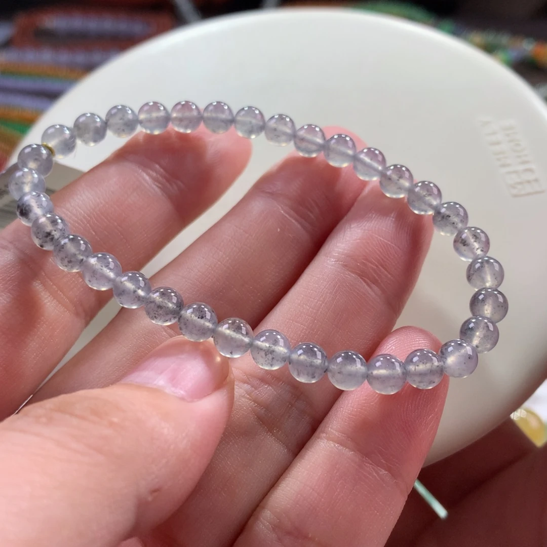 翡翠未镶嵌手链翡翠高冰黑钢飘黑芝麻糊卡5+