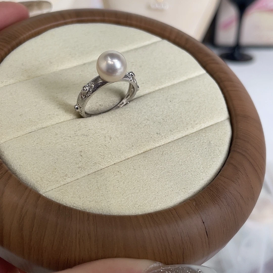 银S925镶嵌戒指海水珍珠