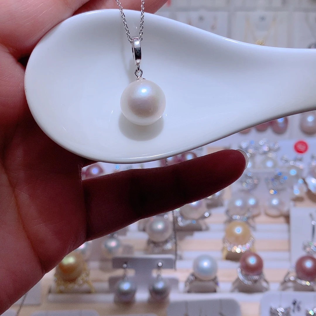 银S925镶嵌淡水珍珠吊坠(赠链)CC13mm