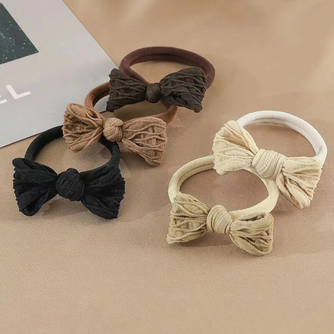 韩版蝴蝶结发圈甜美耐用头饰发绳简约无接缝发圈咖色高弹力发圈