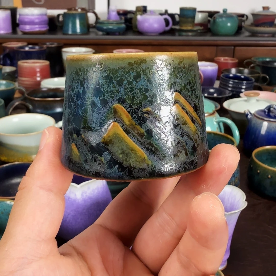 孔雀蓝釉见山杯任晓飞