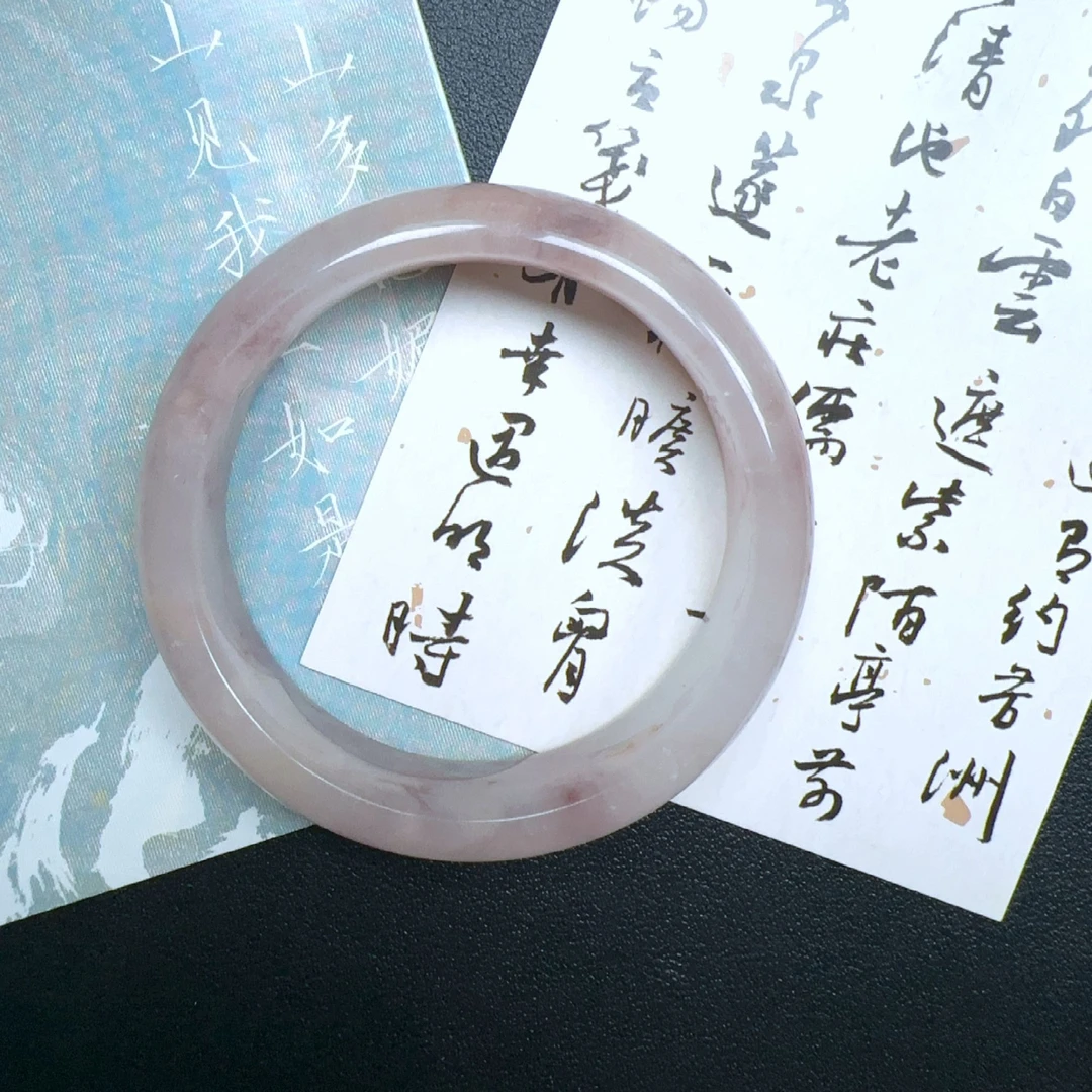 纯天然玉石手镯正桃花酿58圈口