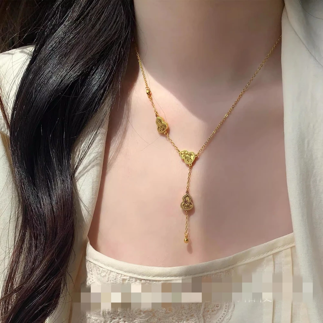 铜合金项链 新款轻奢小众精致碎冰冰金色气质葫芦项链ins时尚百搭