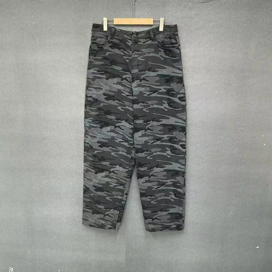 99新 Balenciaga/巴黎世家 (pm) 迷彩阔腿牛仔长裤 99新30码/2763
