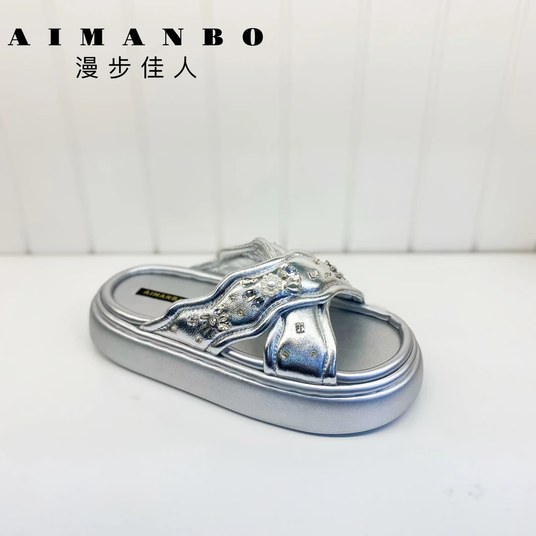 漫步佳人黑标54371高品超轻夏季新款凉拖小香风百搭软底