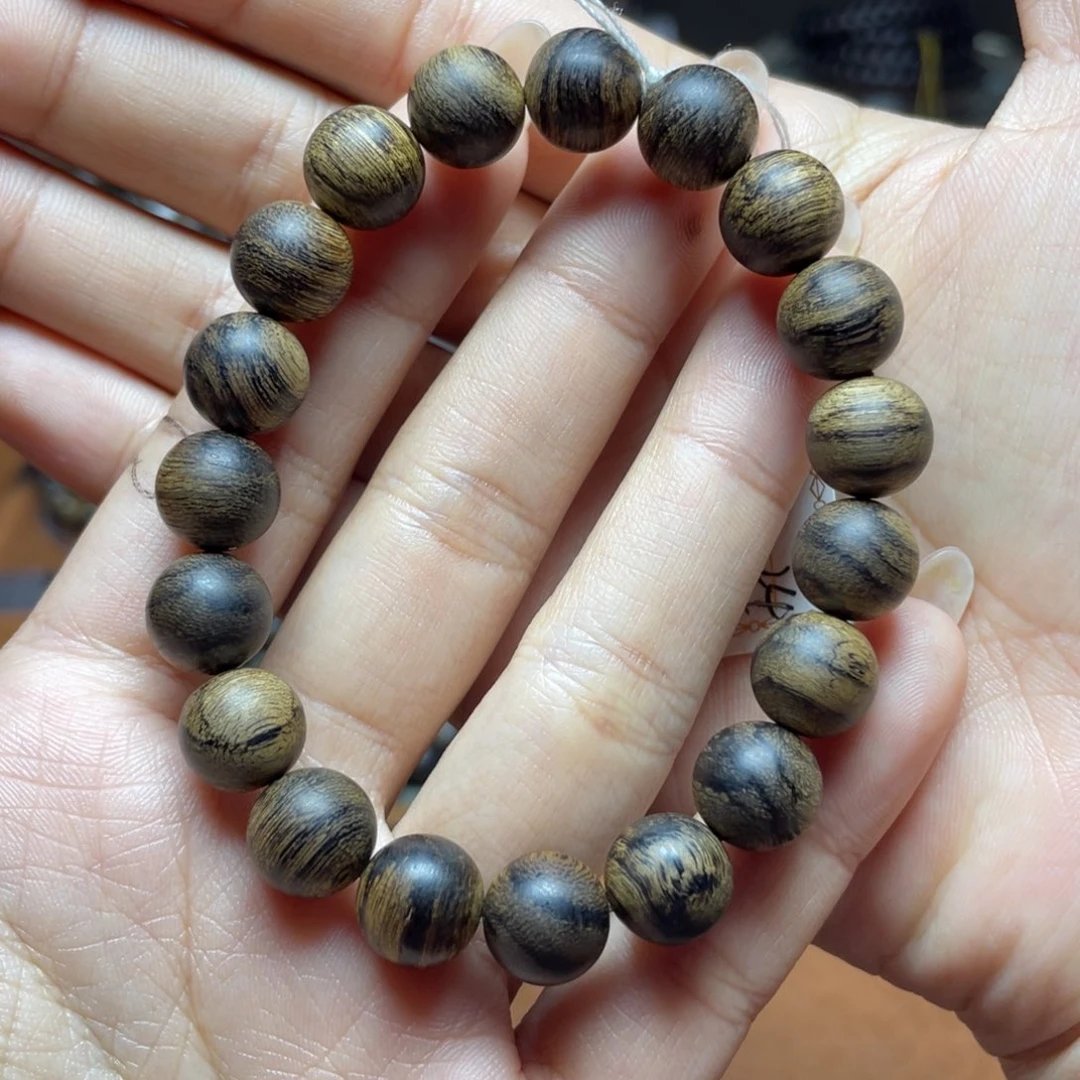 沉香手串匿***子越南芽庄白奇楠1.0虎皮留疤圆珠沉水级