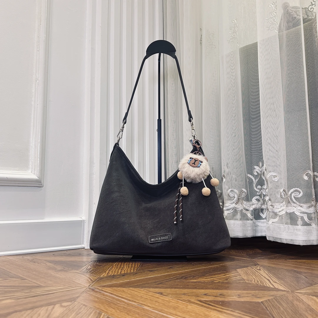 【擦色小牛皮】送挂件【五个隔层】斜挎包简约风小众百搭松弛通勤女包