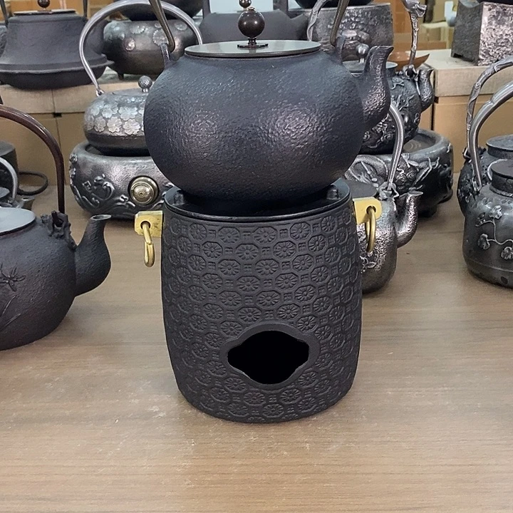 团花炭炉+宝珠铁壶1200毫升