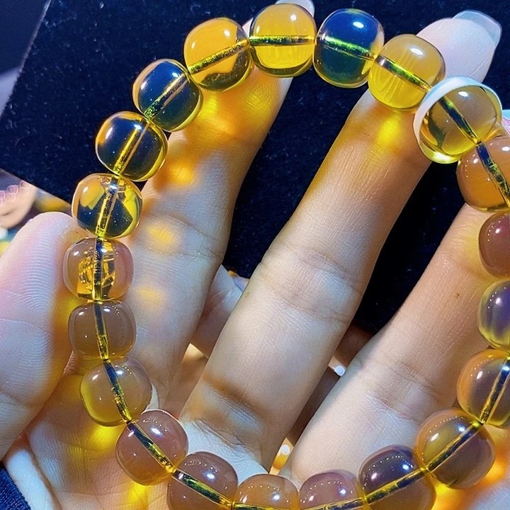 蓝珀未镶嵌珠宝奇石墨西哥蓝珀老型手串10
