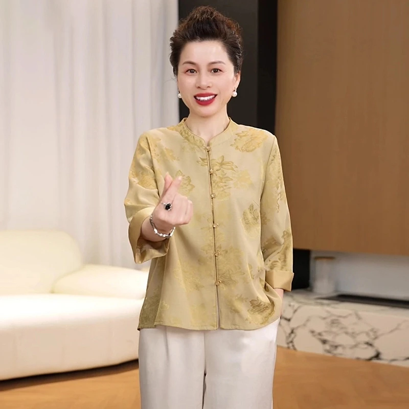 母亲节妈妈装夏装时尚套装洋气中老年女装宽松两件套显瘦上衣裤子