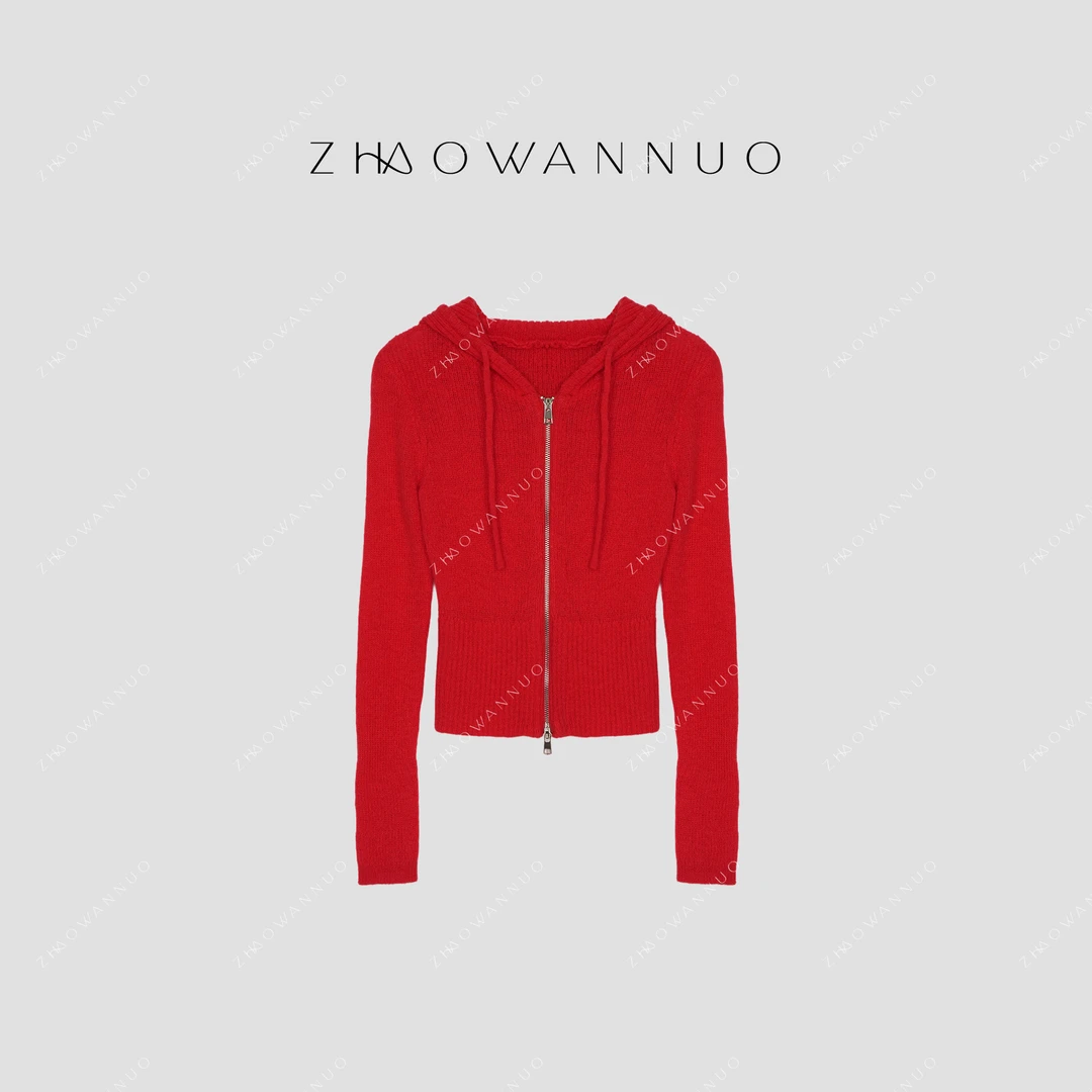 ZHAO WANNUO 丨 JENNIE同款毛织双头拉链修身开衫(亲肤)NC0292