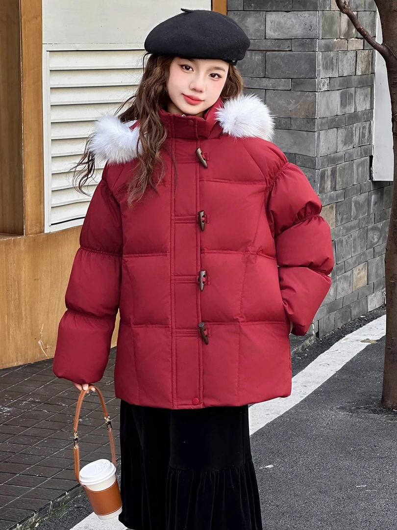 MK&DK女童红色拜年f服女孩棉服外套2025新款大童加厚棉袄儿童衣