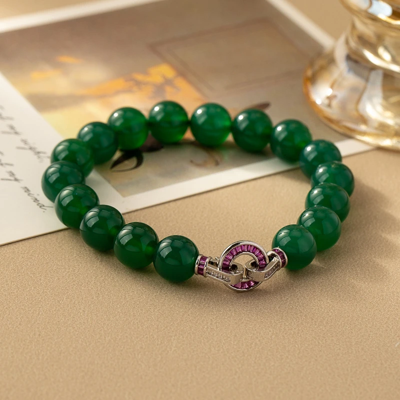 铁合金琉璃手链 国潮新中式小众百搭绿玛简约手链手饰绿色轻奢