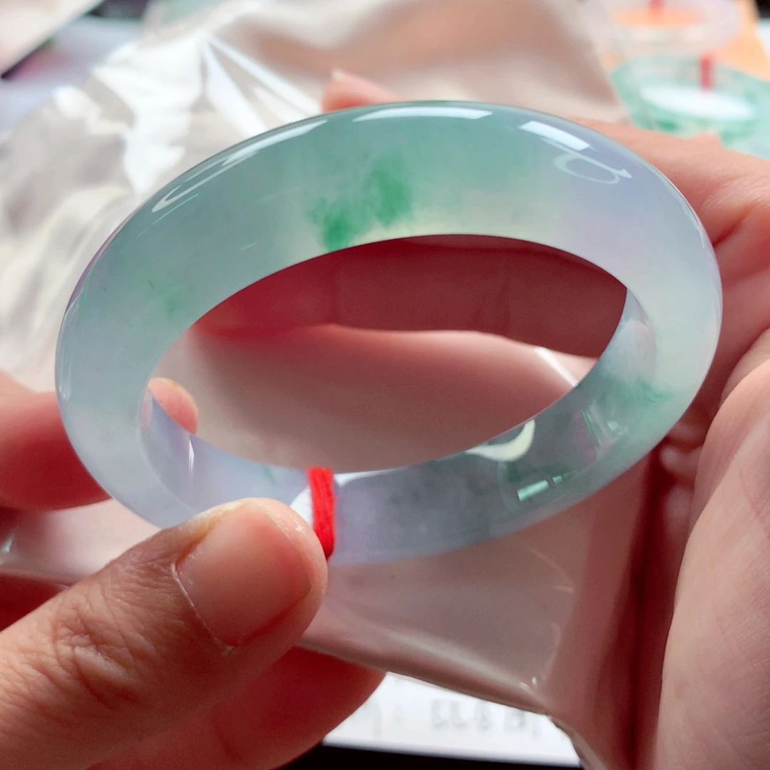 翡翠未镶嵌手镯师妹54.2孤品莫奈花园（四号）