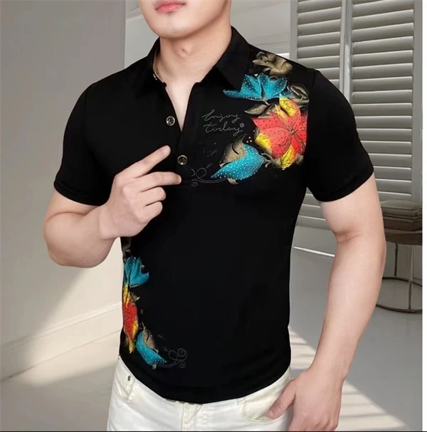 《缤纷绽放》夏季Polo衫潮流翻领商务修身百搭高品质帅气男士网红