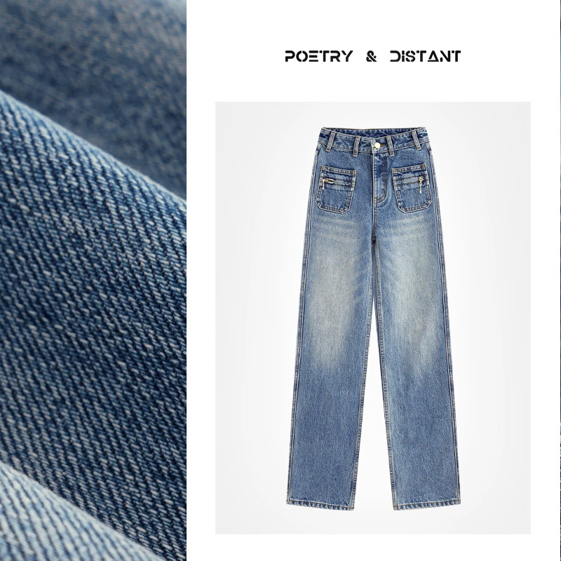 2025年新款瑟*琳前口袋直筒牛仔裤水洗土耳其进口直筒裤牛仔裤